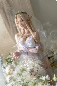 【COS/图集】蠢沫沫 – 白精灵三套(婚纱+绅士+原设） 147P-1.70G 【度盘云】