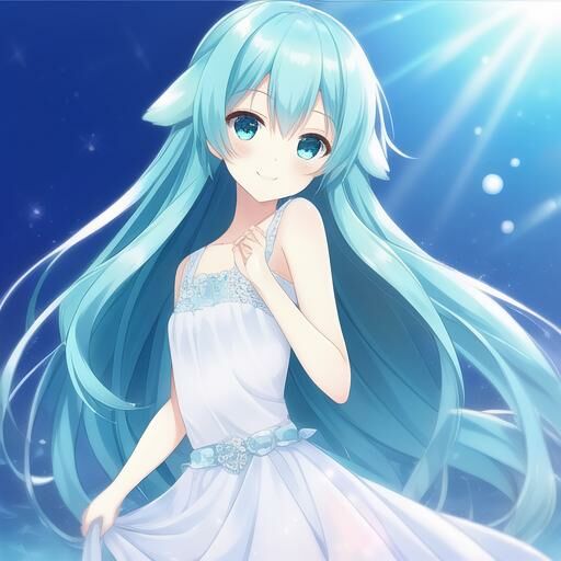 【AI画图/含正负面关键词】蓝发蓝瞳兽耳娘【蓝奏云 64P 40MB】 — 第 4 张 00327-3973592079-long_hair,smile,standing,straight-on,upper body,sheer tulle dress,kemomimi,beautiful detailed eyes,aquagradient eyes,Cyan eyes,a