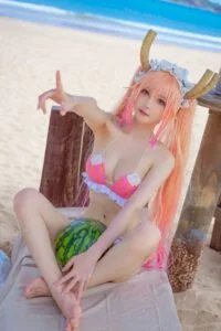 【COS】阿包也是兔娘 - 10月舰长图 龙女仆泳装【507MB/度盘+秒传】