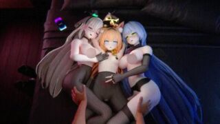 【MMD】 ReHaku 6月30蔚蓝档案 黑丝偶像4P~樱子/美祢/玛丽 【200M/CV/UC】