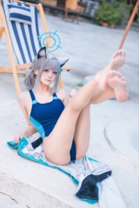 【cos写真】九柒喵 - 蔚蓝档案 砂狼白子泳装【34P/度盘/454M】